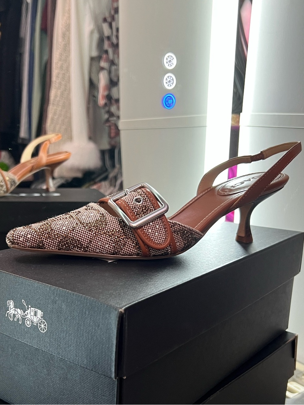 Coach Rhinestone Crystal Margot Slingback Kitten Heels